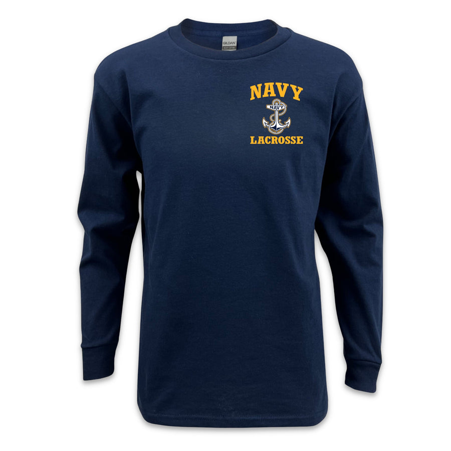 Navy Youth Anchor Lacrosse Long Sleeve T-Shirt