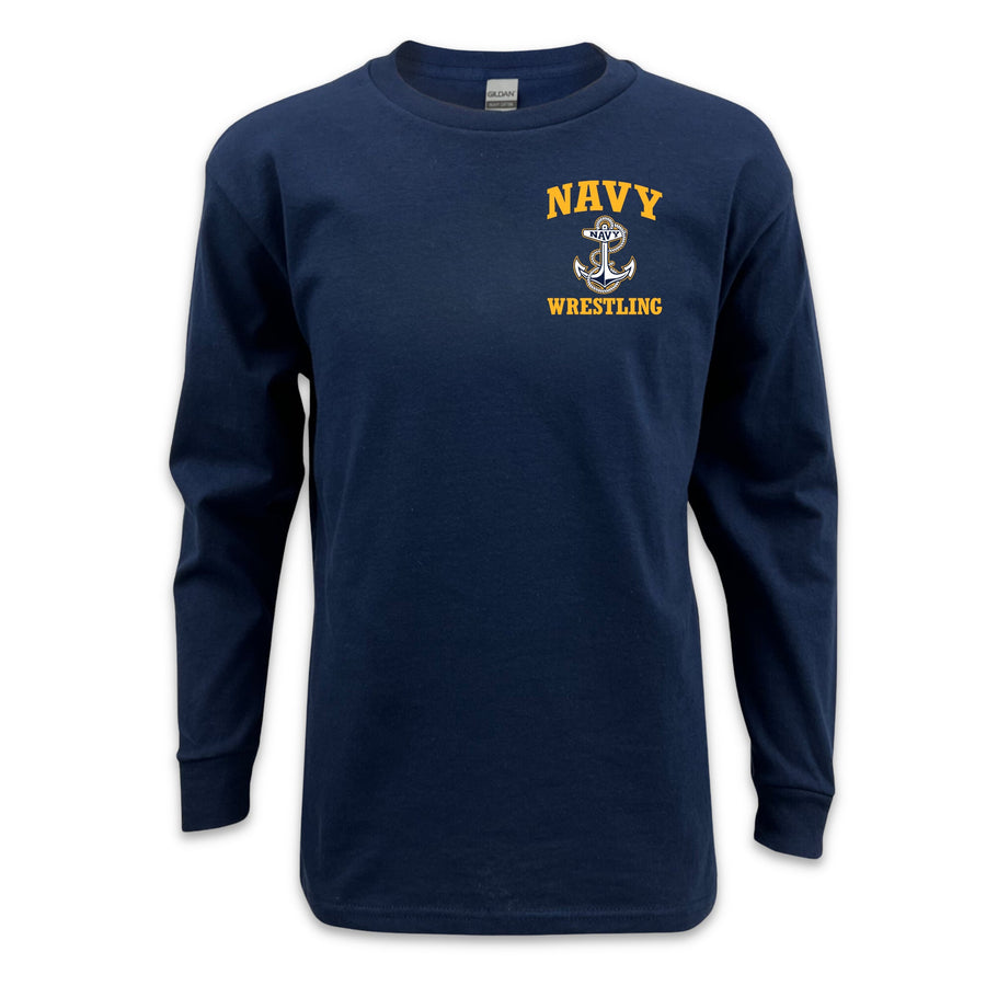 Navy Youth Anchor Wrestling Long Sleeve T-Shirt