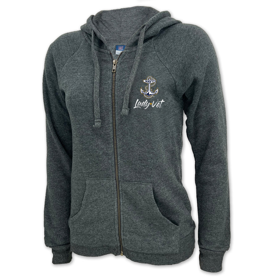 NAVY Lady Vet Left Chest Logo Full Zip Hood