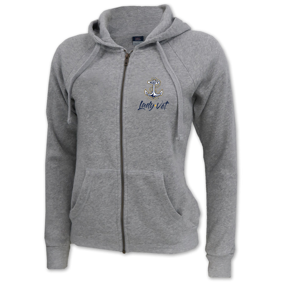 NAVY Lady Vet Left Chest Logo Full Zip Hood