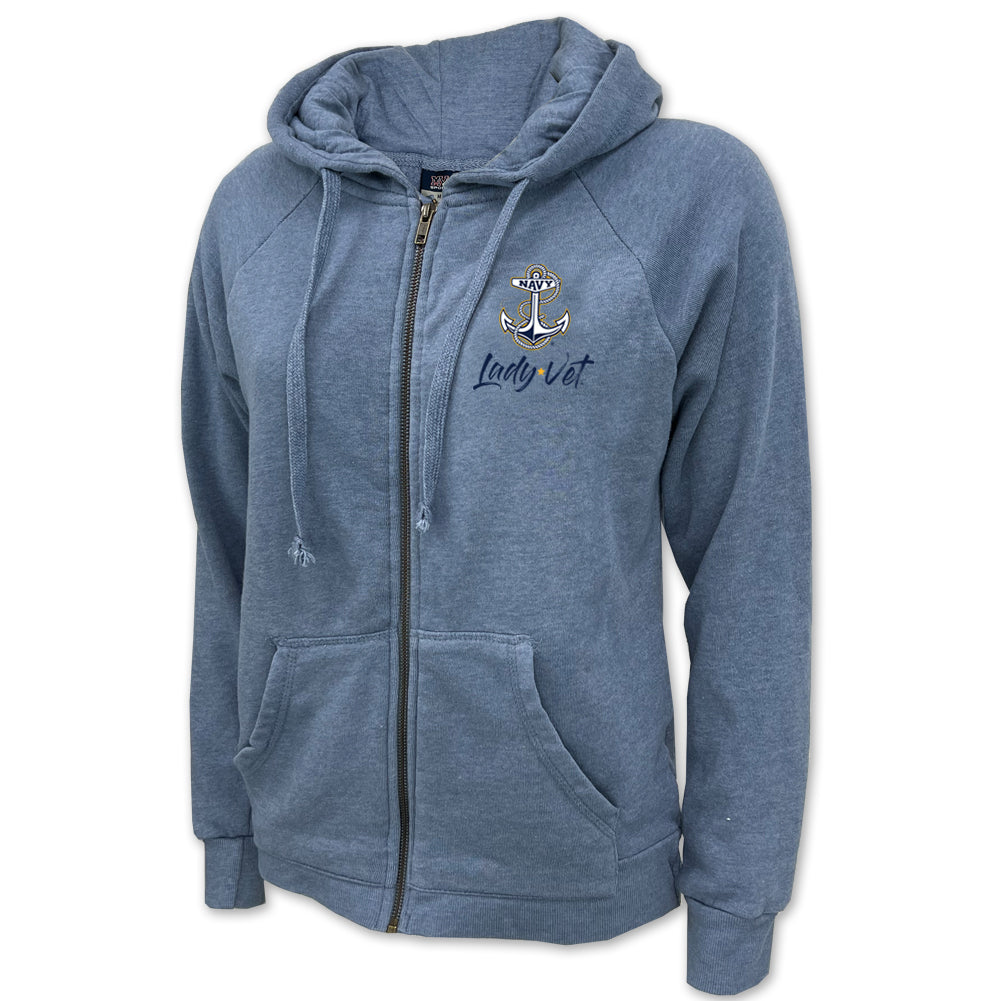 NAVY Lady Vet Left Chest Logo Full Zip Hood