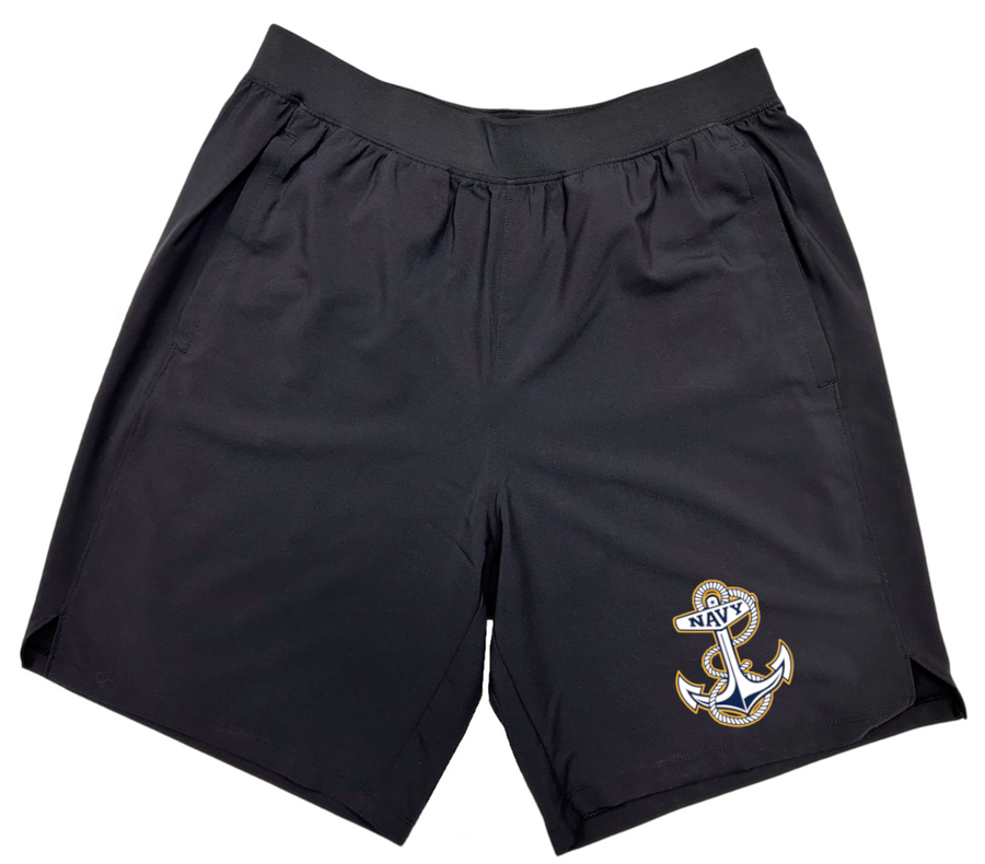Navy Anchor Under Armour Academy Shorts (Black)