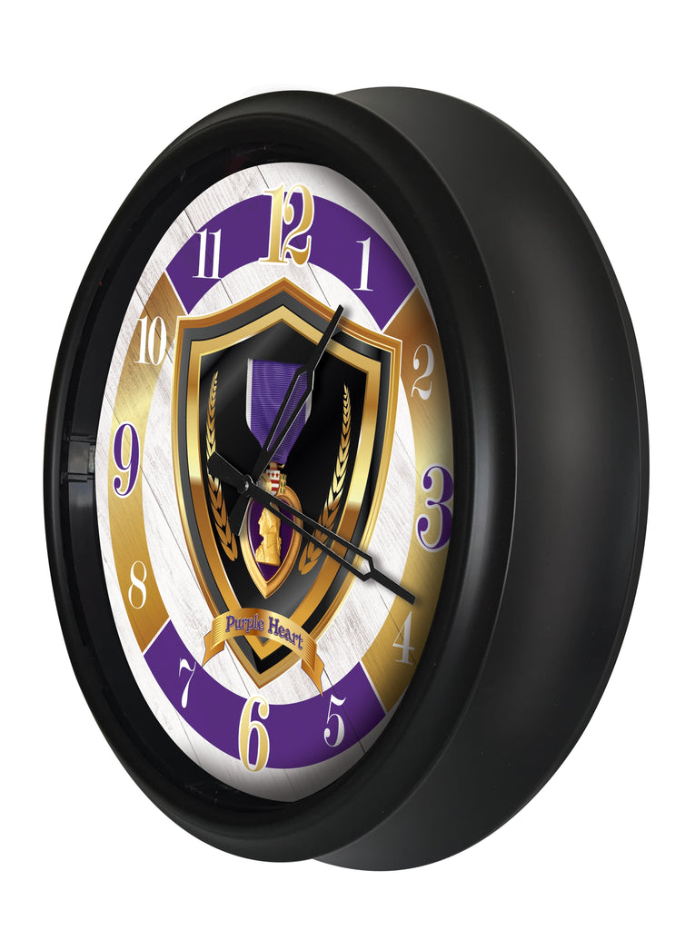 Purple Heart Indoor/Outdoor LED Wall Clock