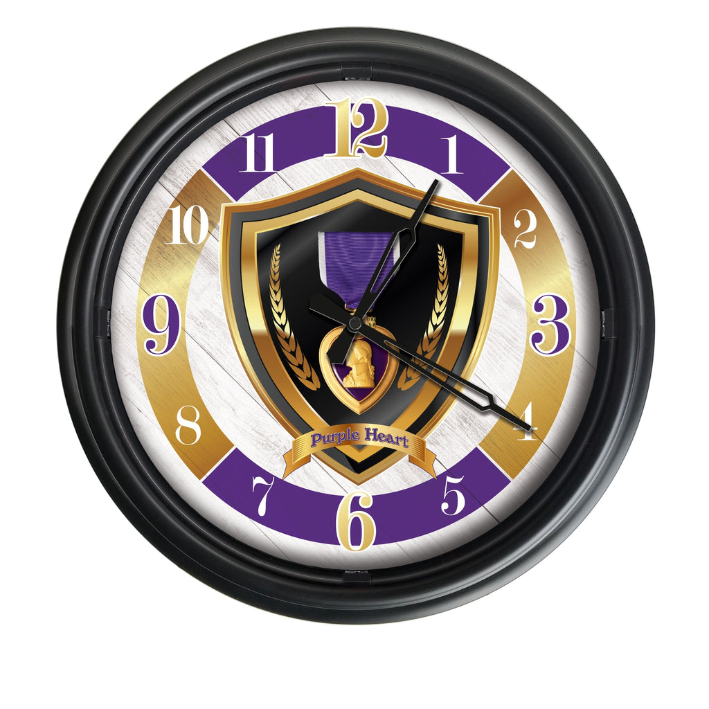 Purple Heart Indoor/Outdoor LED Wall Clock