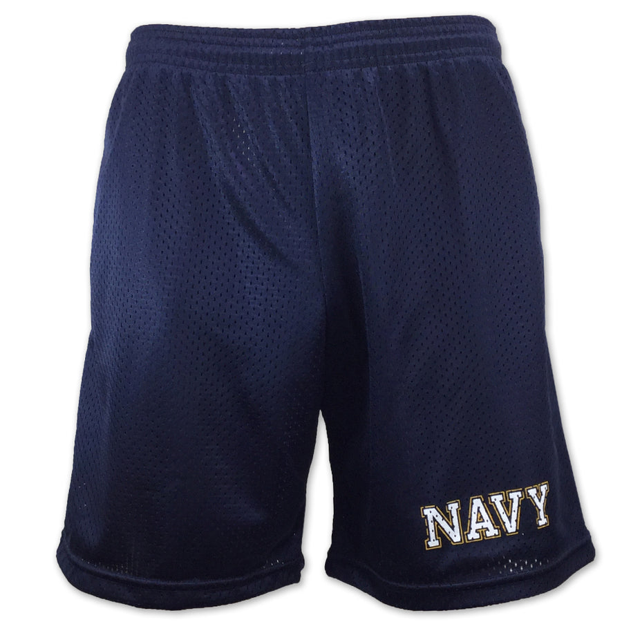 Navy Athletic Pocket Mesh Shorts (Navy)