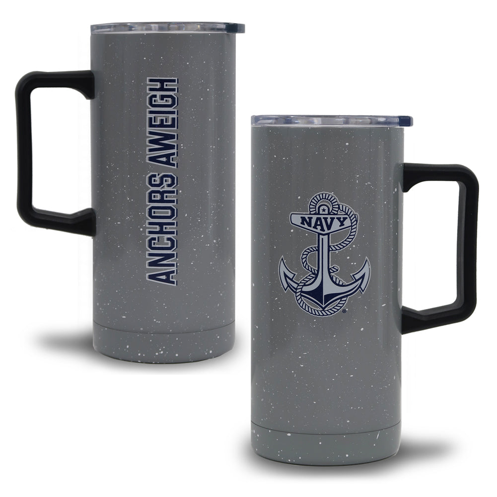 Navy Anchor 18oz Speckled Trail Mug (Grey)
