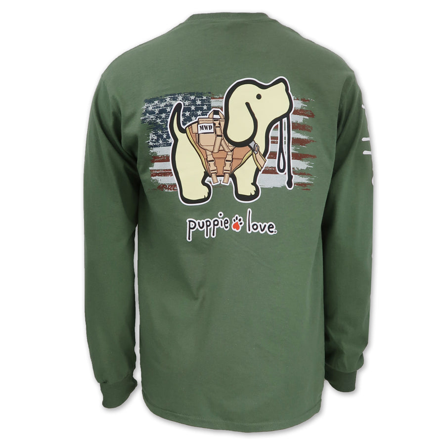 Military Working Pup Puppie Love Long Sleeve T-Shirt (OD Green)