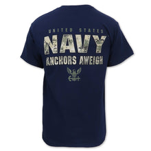 Load image into Gallery viewer, United States Navy Anchors Aweigh Camo T-Shirt (Navy)