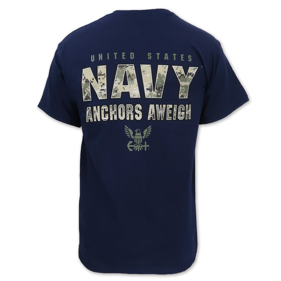 United States Navy Anchors Aweigh Camo T-Shirt (Navy)