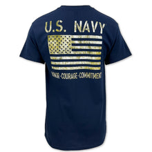 Load image into Gallery viewer, Navy Distressed Flag T-Shirt (Navy)