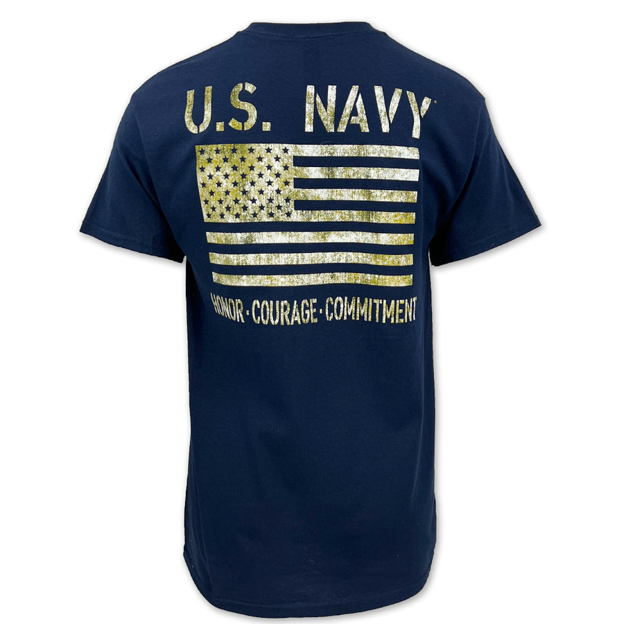 Navy Distressed Flag T-Shirt (Navy)