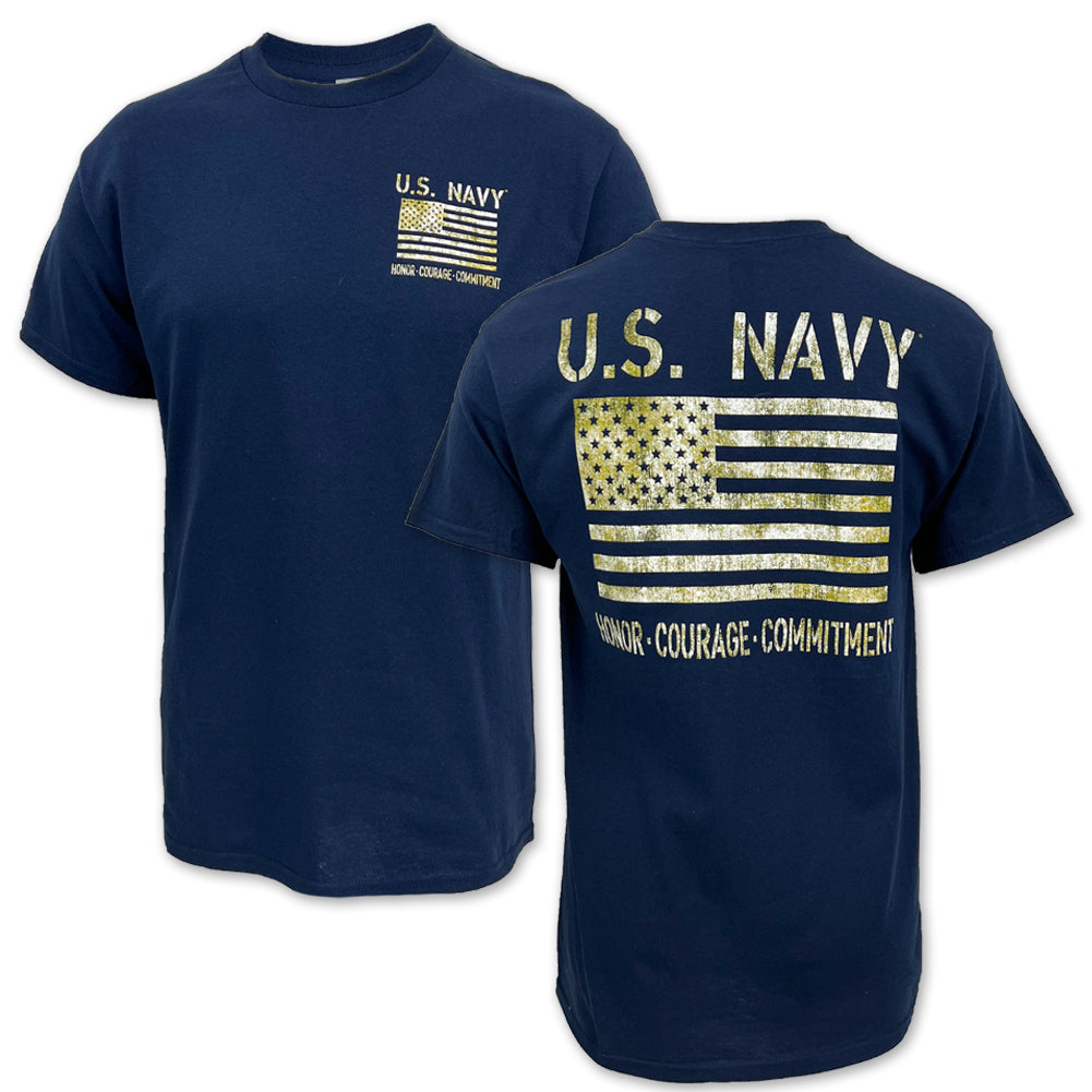 Navy Distressed Flag T-Shirt (Navy)