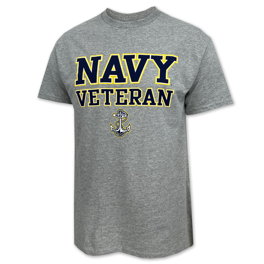 Navy Veteran Anchor T-Shirt (Grey)
