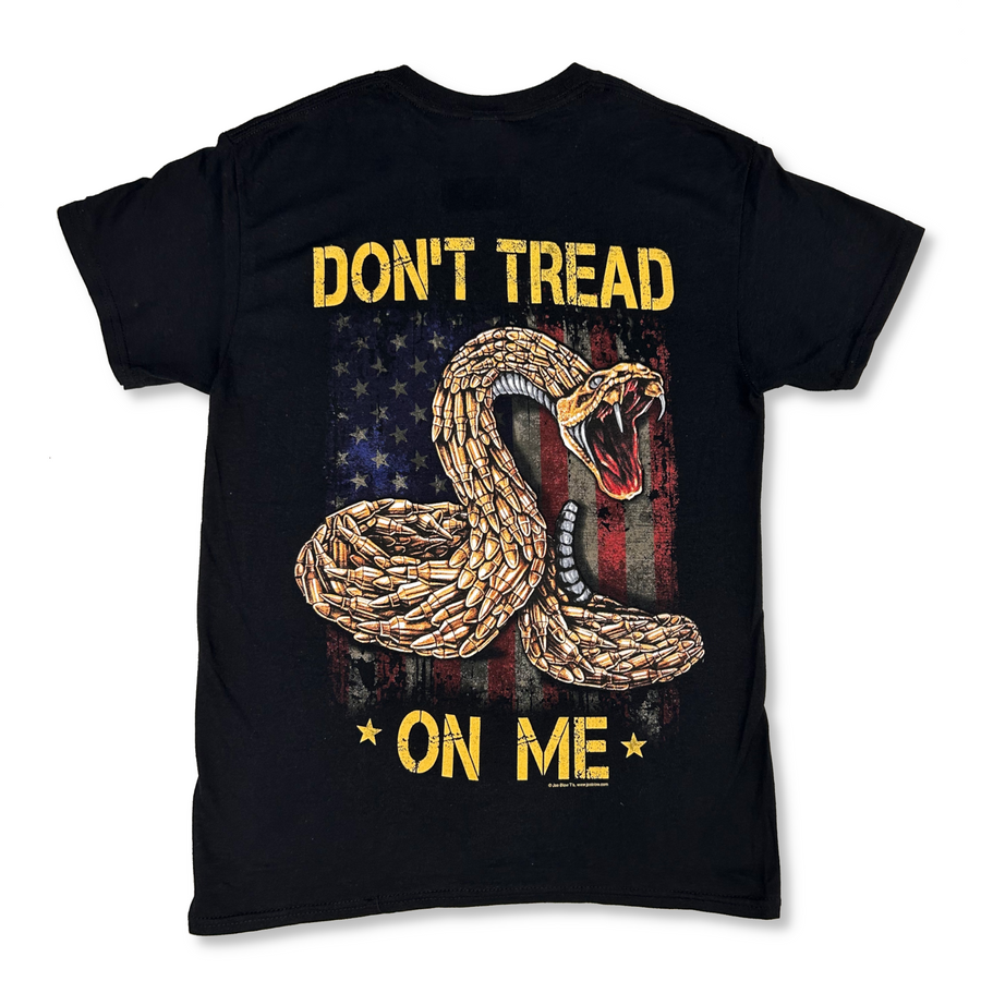 Don't Tread On Me Worn Flag Snake T-Shirt (Black)