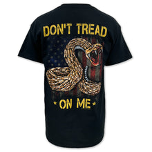 Load image into Gallery viewer, Don&#39;t Tread On Me Worn Flag Snake T-Shirt (Black)