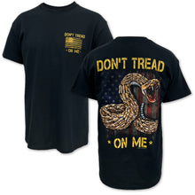 Load image into Gallery viewer, Don&#39;t Tread On Me Worn Flag Snake T-Shirt (Black)