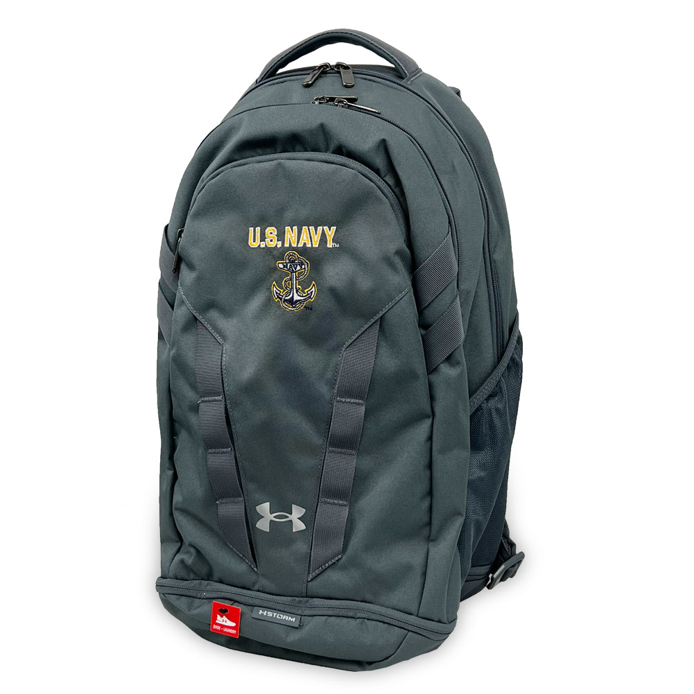 U.S. Navy Anchor Under Armour Hustle 5.0 Backpack (Grey)