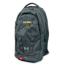 Load image into Gallery viewer, U.S. Navy Anchor Under Armour Hustle 5.0 Backpack (Grey)