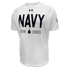 Load image into Gallery viewer, Navy Under Armour Silent Service Tech T-Shirt (White)