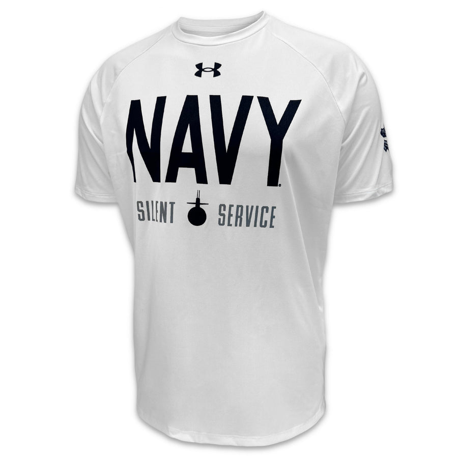 Navy Under Armour Silent Service Tech T-Shirt (White)