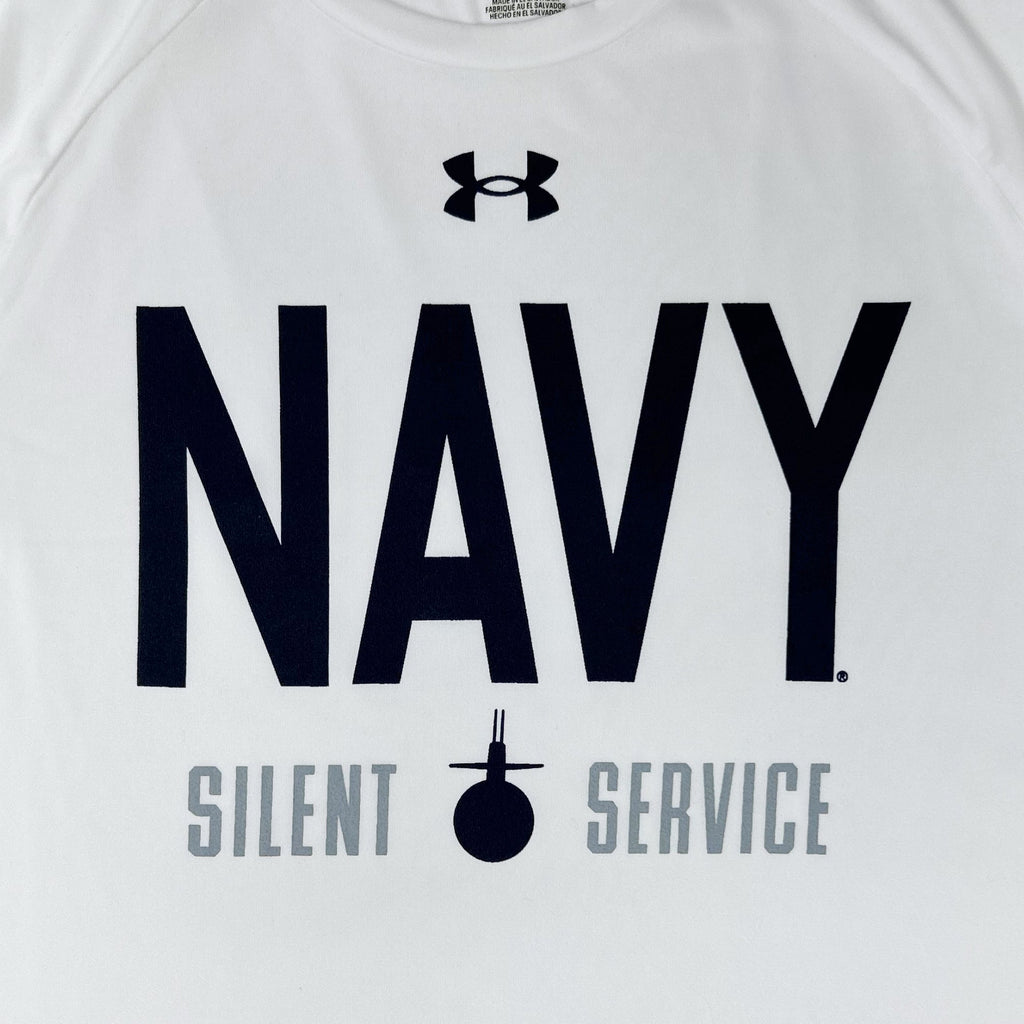 Navy Under Armour Silent Service Tech T-Shirt (White)