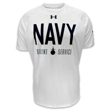 Load image into Gallery viewer, Navy Under Armour Silent Service Tech T-Shirt (White)