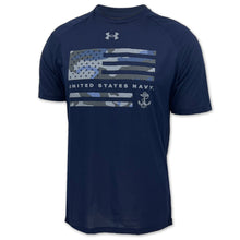 Load image into Gallery viewer, United States Navy Under Armour Camo Flag Tech T-Shirt (Navy)