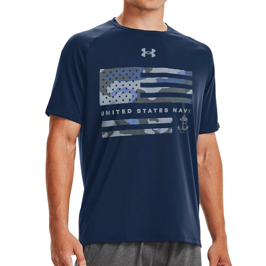 United States Navy Under Armour Camo Flag Tech T-Shirt (Navy)