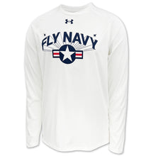 Load image into Gallery viewer, Navy Under Armour Fly Navy Tech Long Sleeve T-Shirt (White)