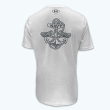 Load image into Gallery viewer, Navy Under Armour 2023 Rivalry Anchor Silent Service Performance Cotton T-Shirt (White)