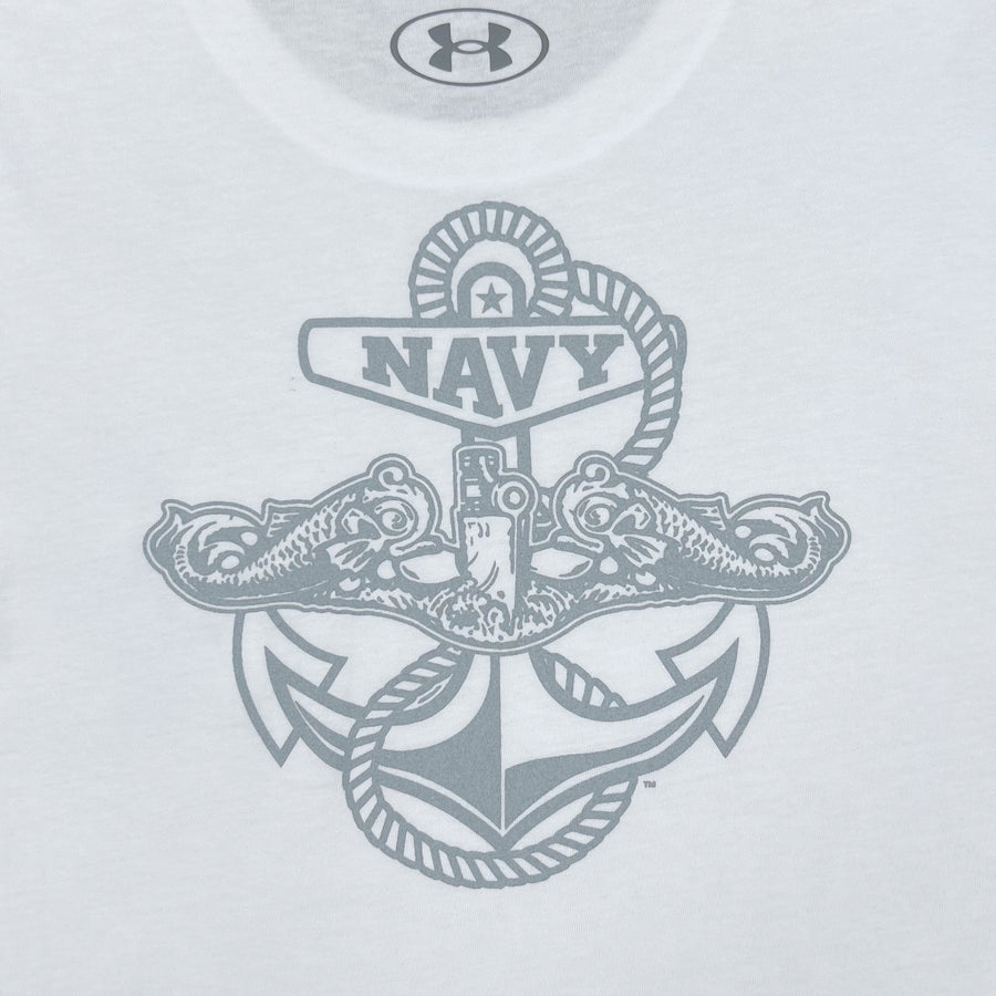 Navy Under Armour 2023 Rivalry Anchor Silent Service Performance Cotton T-Shirt (White)