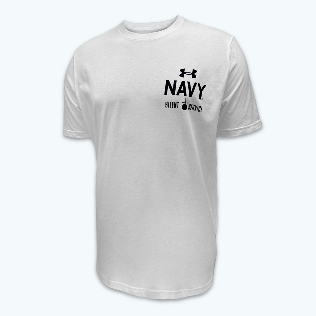 Navy Under Armour Anchor Silent Service Performance Cotton T-Shirt (White)