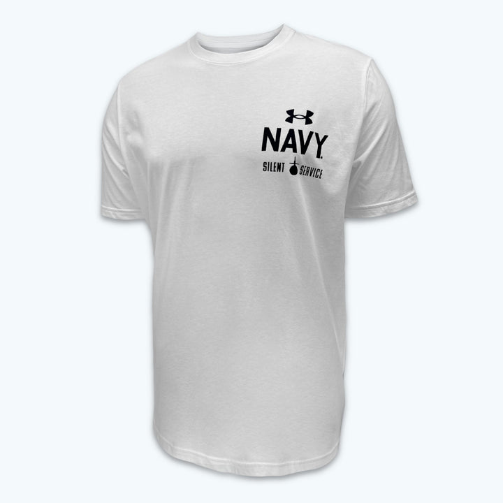 Navy Under Armour Anchor Silent Service Performance Cotton T-Shirt (White)