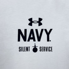 Load image into Gallery viewer, Navy Under Armour 2023 Rivalry Anchor Silent Service Performance Cotton T-Shirt (White)