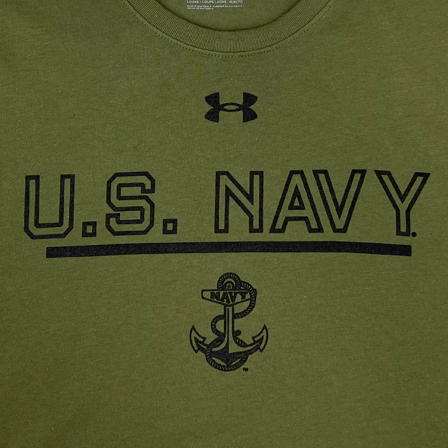 U.S. Navy Anchor Under Armour Performance Cotton T-Shirt (OD Green)