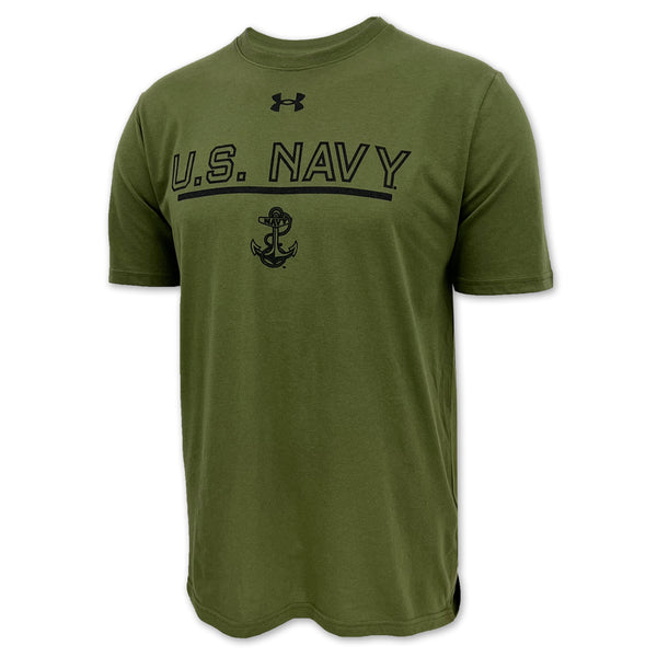 U.S. Navy Anchor Under Armour Performance Cotton T-Shirt (OD