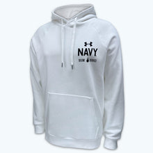 Load image into Gallery viewer, Navy Under Armour 2023 Rivalry Anchor Silent Service Performance Cotton Hood (White)