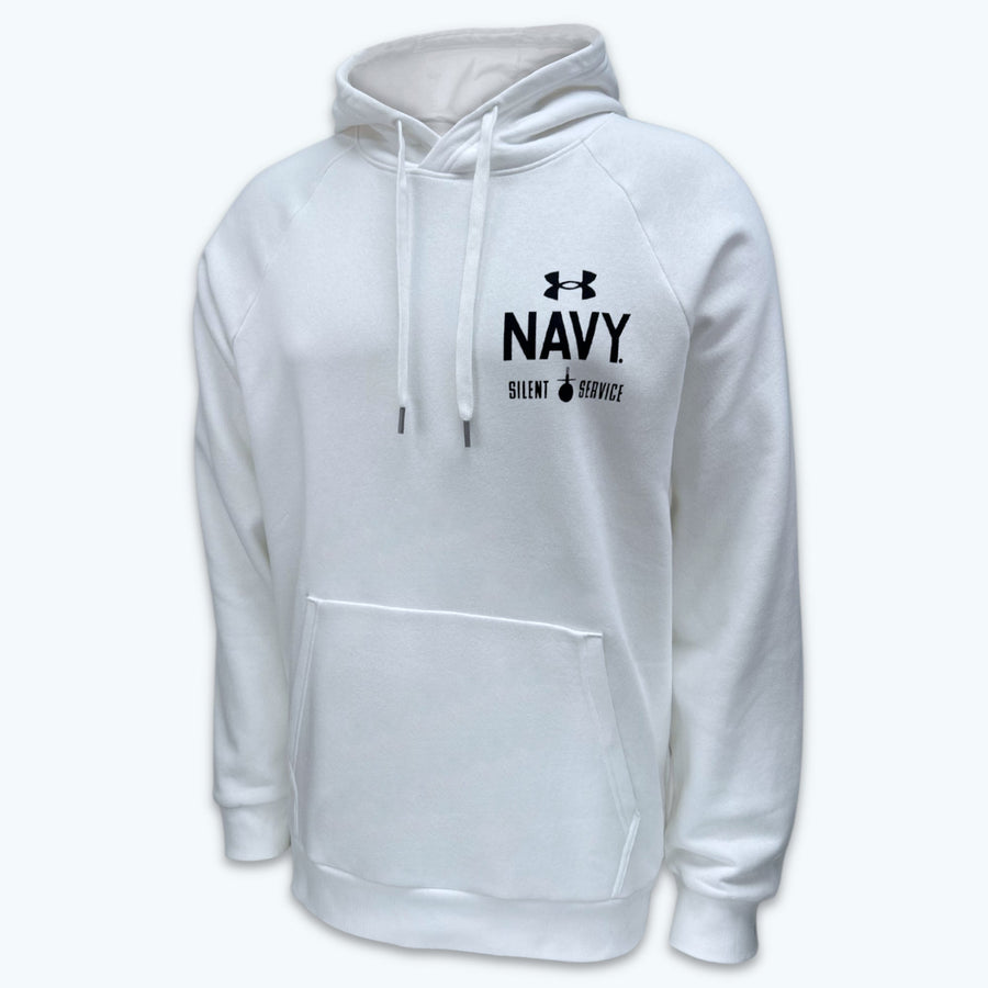 Navy Under Armour Anchor Silent Service Performance Cotton Hood (White)