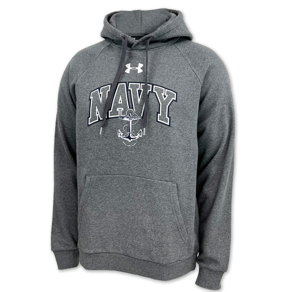 Navy Under Armour Arch Anchor All Day Fleece Hood (Carbon Heather)