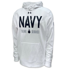 Load image into Gallery viewer, Navy Under Armour Silent Service Fleece Hood (White)