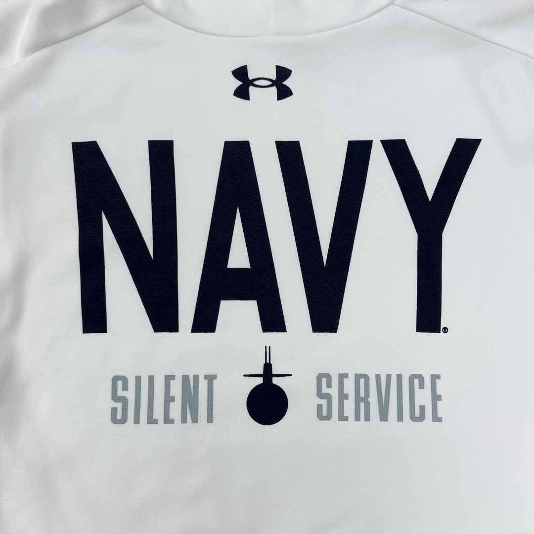 Navy Under Armour Silent Service Fleece Hood (White)