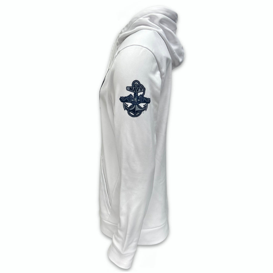 Navy Under Armour 2023 Rivalry Silent Service Fleece Hood (White)