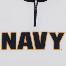 Load image into Gallery viewer, Navy Ladies Tackle Twill Fleece Stripe 1/4 Zip (White)