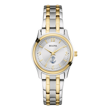 Load image into Gallery viewer, Navy Anchor Ladies Bulova Stainless Steel Bracelet Watch (Silver/Gold)