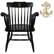 Load image into Gallery viewer, Navy Anchor Wooden Captain Chair (All Black)