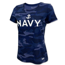 Load image into Gallery viewer, Navy Ladies Under Armour Cotton Camo T-Shirt