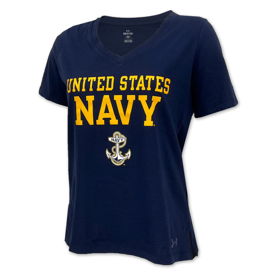 United States Navy Ladies Under Armour Performance Cotton T-Shirt (Navy)