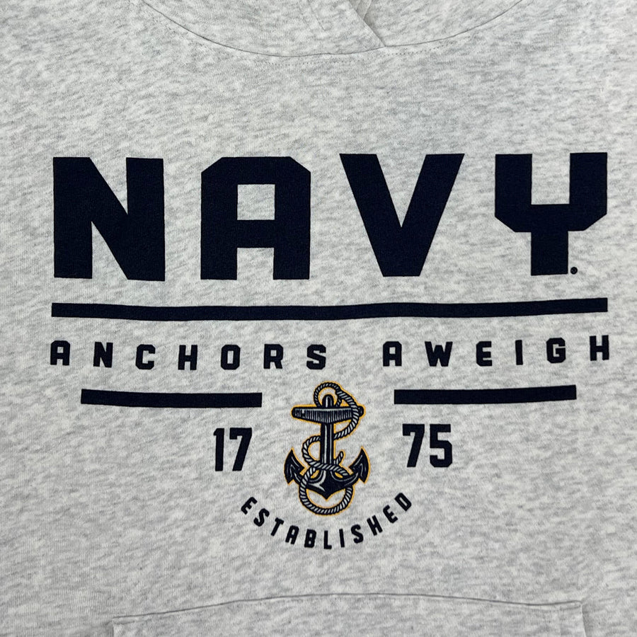 Navy Ladies Under Armour Anchors Aweigh All Day Fleece Hood (Silver Heather)