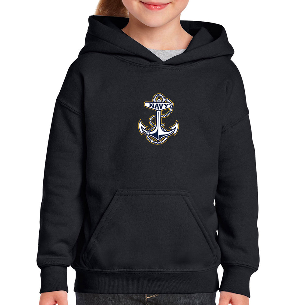 Navy Youth Anchor Logo Hood