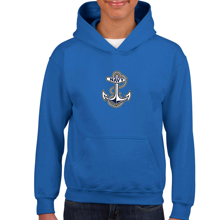 Navy Youth Anchor Logo Hood